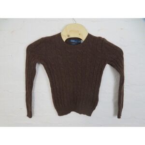 Polo Ralph Lauren Cashmere Sweater Womens Small Mocha Brown Cable Knit Pullover